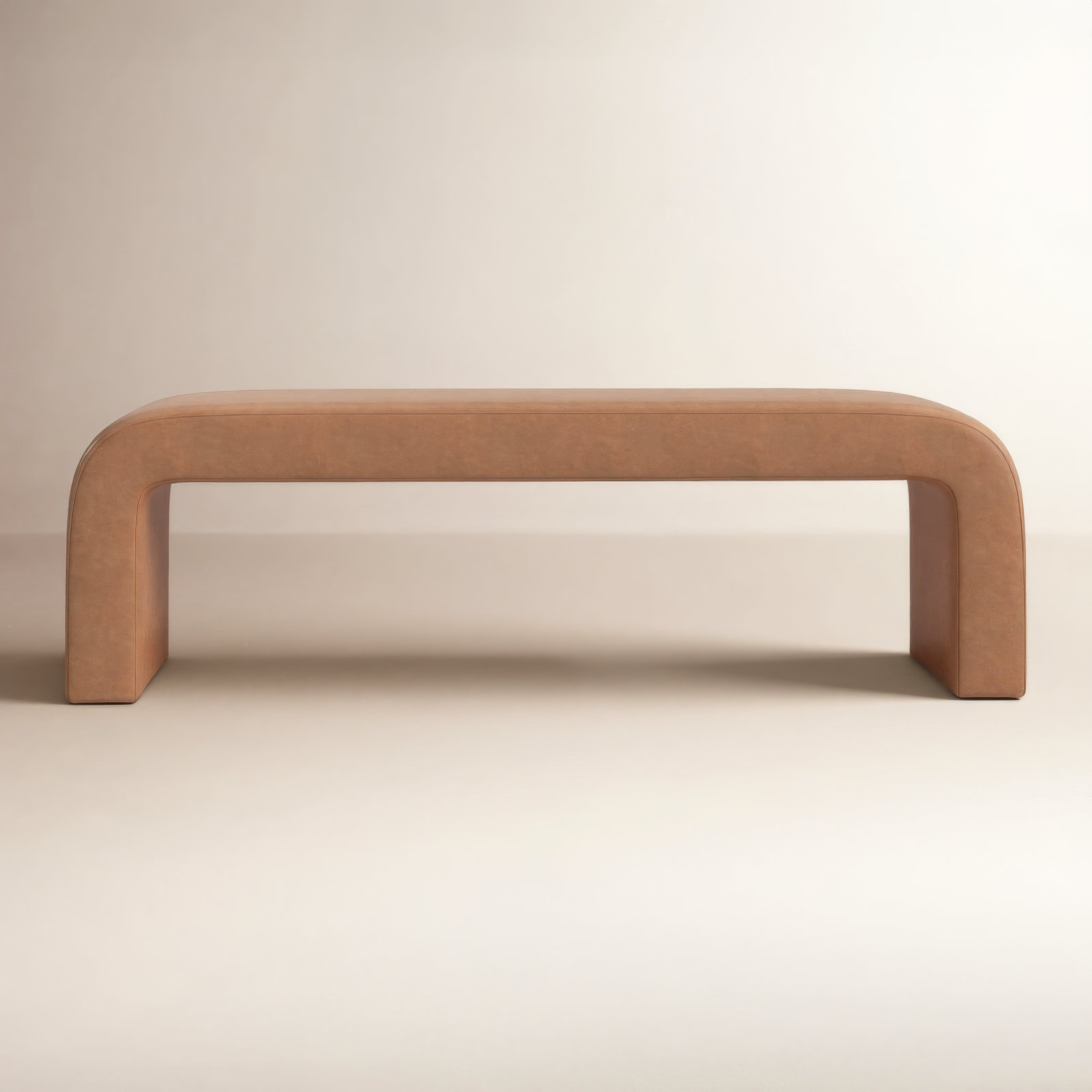Daine 62" Linen Bedroom Bench, Camel Vegan Leather