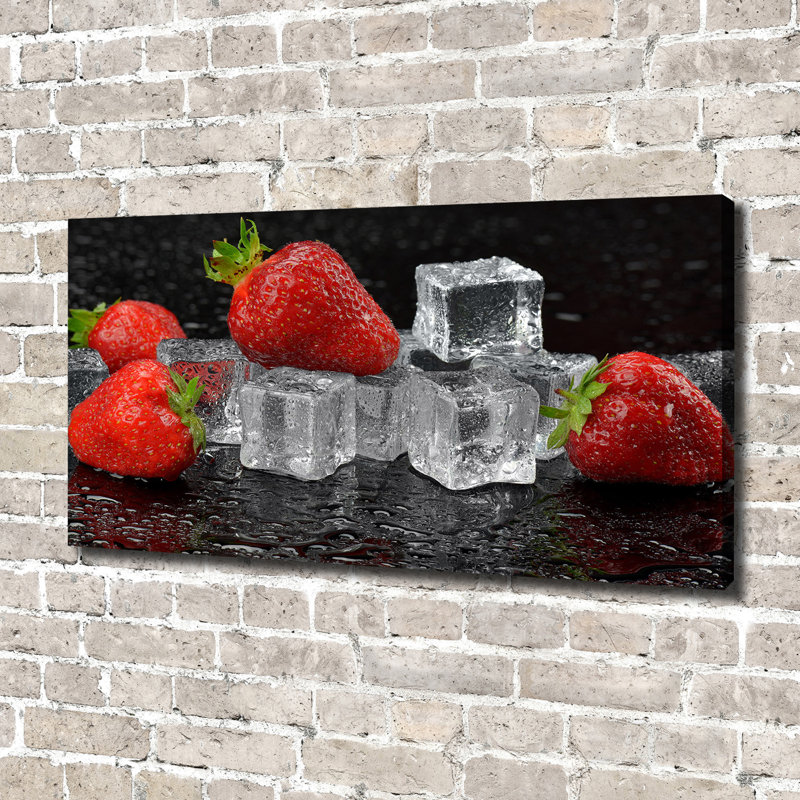 Strawberries With Ice - Wrapped Canvas Print