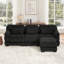 Canapé modulaire surdimensionné en L Cloud Couch Cloud, canapé 3 places avec repose-pieds, coussins de siège confortables et épais, tissu en velours côtelé respirant, noir pour le salon-2047768833-2047768837