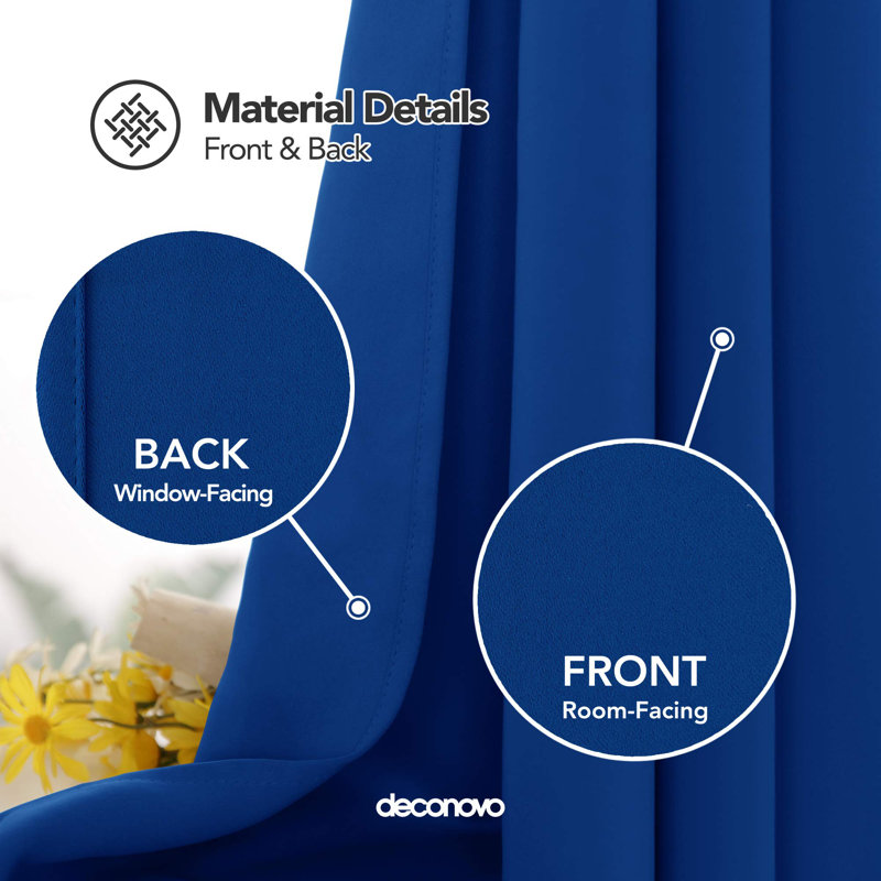 Solid Room Darkening Thermal Single Curtain Panel, Royal Blue, 42" W x 45" L