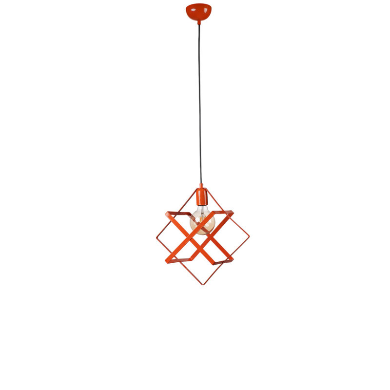 Élégant lustre réglable, structure en métal, mesurant 11,8 po x 14,2 po | Élégante finition orange, douille E27 de 40 W maximum (ampoule non incluse) | Parfait pour la salle à manger, le salon et le vestibule | IP20, Éclairage de décoration intérieure moderne