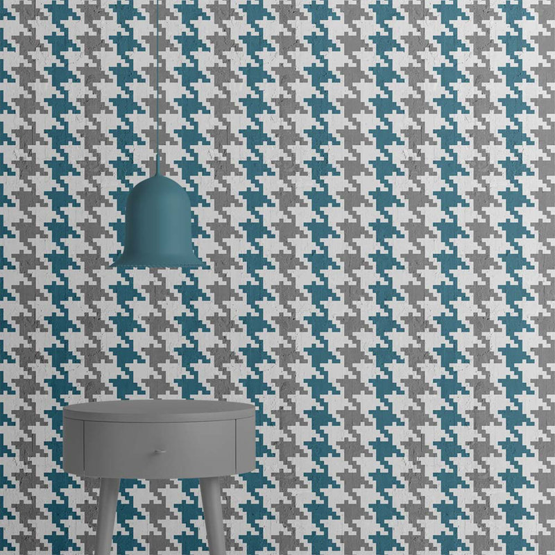 Indre 10m x 52cm Matte Paste the Wall Wallpaper Roll, Petroleum/Grey