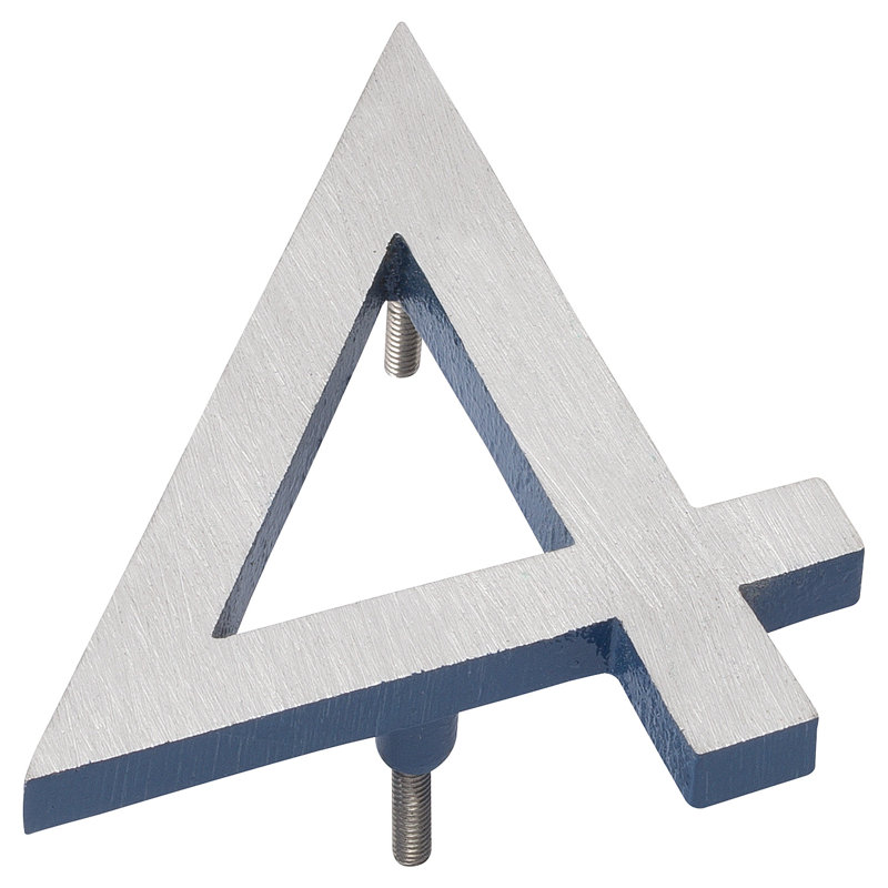 Numéro de maison à fixation flottante 6 po, Nickel satiné / bleu océan, 4