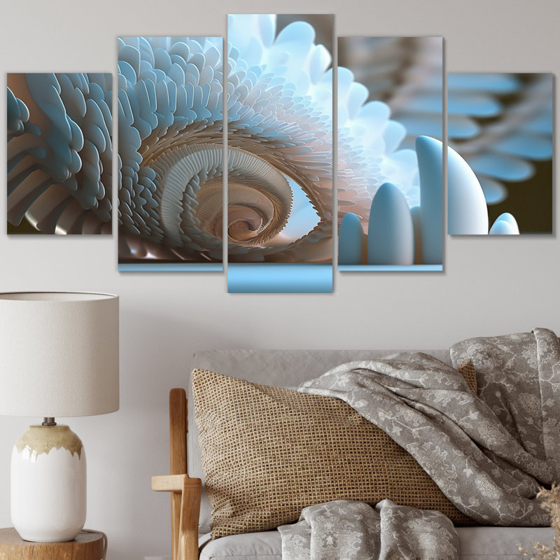 Wlotzka - Fractals, reproduction sur toile - 5 panneaux