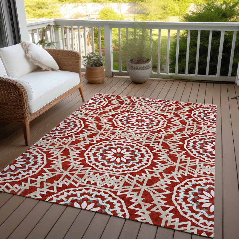 Kawon Geometric Indoor / Outdoor Rug, Rectangle 9' x 12'