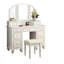 Meuble-lavabo et tabouret blanc transitionnel, miroir à 3 côtés, bois massif, tiroirs de rangement, poignées pour meubles de chambre à coucher 1 pièce avec design, blanc, tiroirs