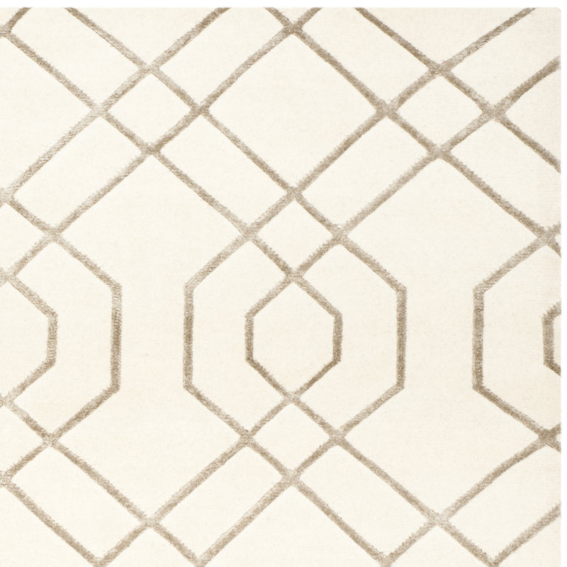 Tibetan White Geometric Rug, Rectangle 9' x 12'