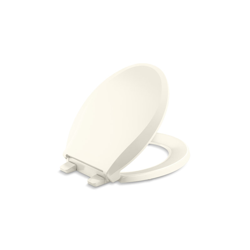Cachet Round-Front Toilet Seat with Quiet-Close Lid and Seat and Grip-Tight Bumpers, Black Black, Non Ready Latch