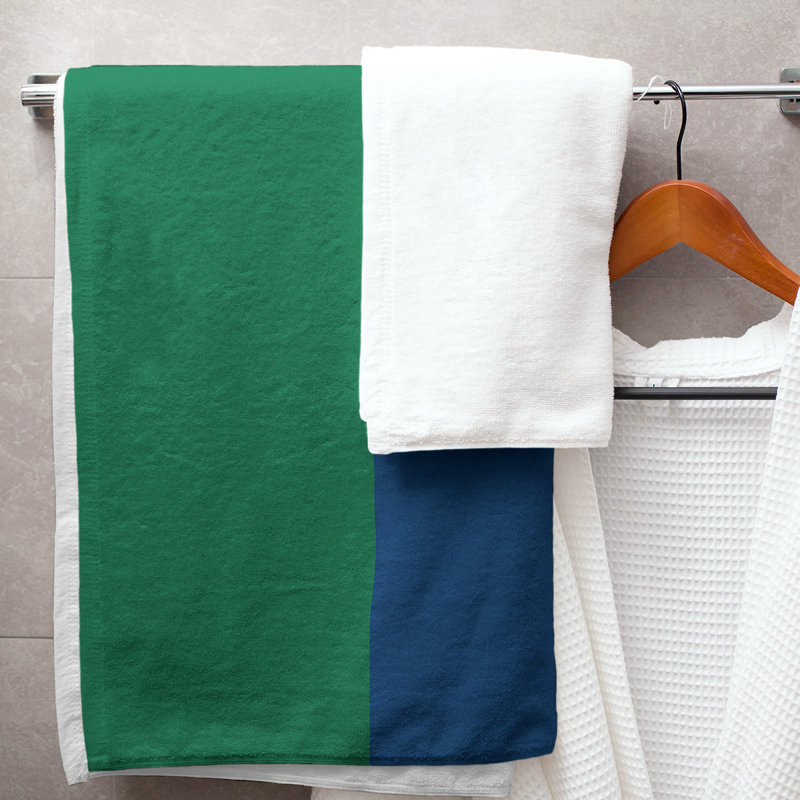 Vancouver Lightweight Bath Towel, Green/Dark Blue/Green, Poly/Cotton
