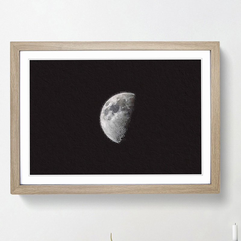 Half Moon - Picture Frame Photograph Print, 36cm H x 48cm W x 2cm D, Oak Framed