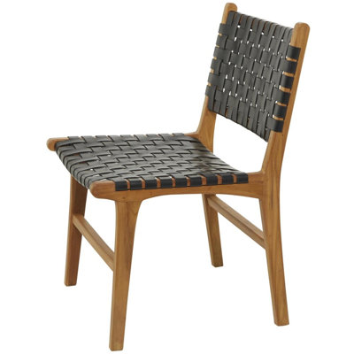 Markus Woven Genuine Leather Side Chair