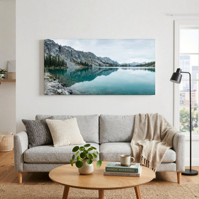 Ensemble de 1 tableau sur toile représentant un lac de montagne
