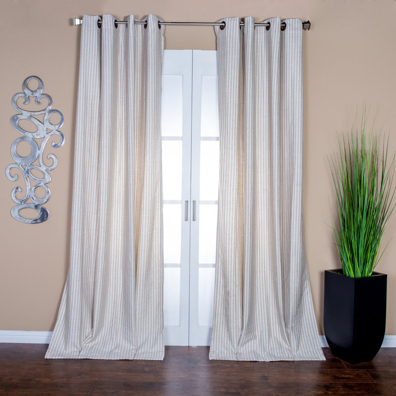 Polyester Semi Sheer Curtain Single Panel, Ash