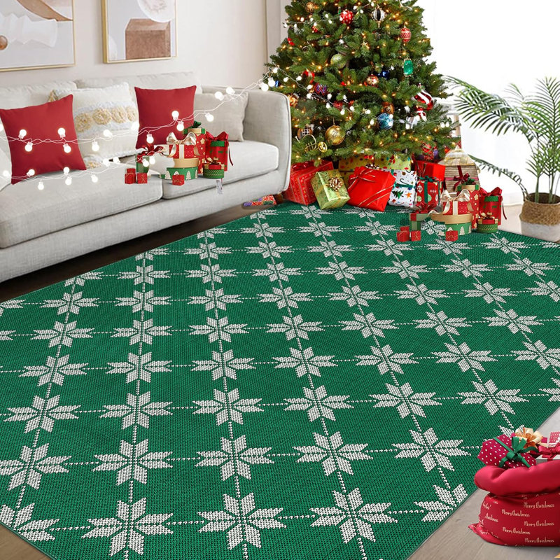 Christmas Eve Foldable Carpet - 2x3ft Thin Low Pile Accent Rug, Rectangle 9'1" x 12'1"