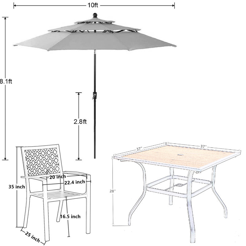 4 -Person 94cm Long Dining Set, Yes, Navy