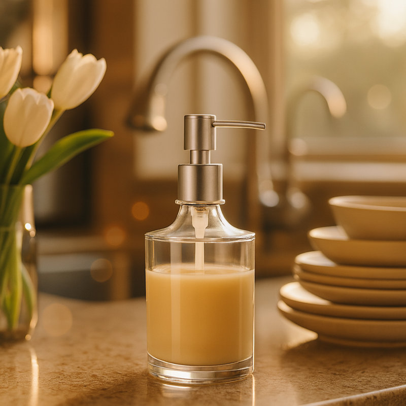 Oggi 10 oz Round  Soap Dispenser - Chrome Pump