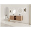 Meuble-lavabo mural 60 po avec lavabo en céramique blanche imitation chêne
