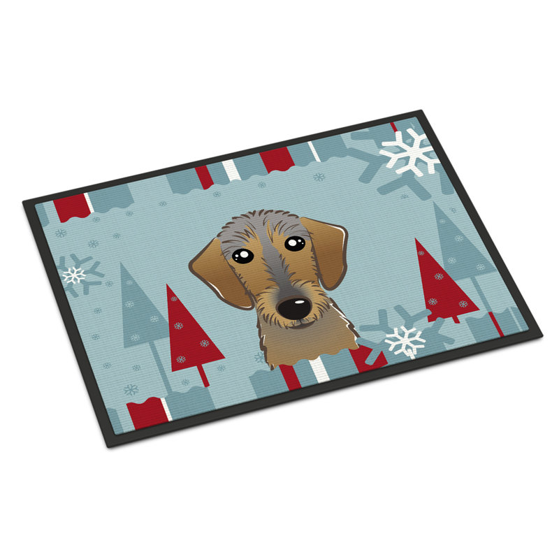 Tapis de porte d’extérieur anti-dérapant winter braque teckel, Rectangle 2 pi x 3 pi