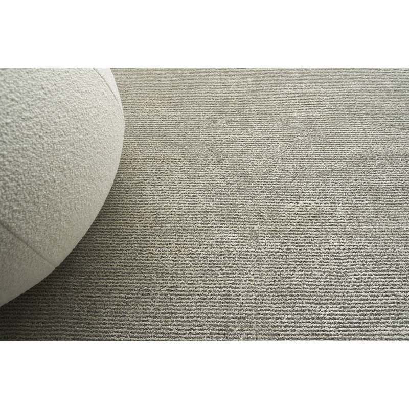 Duo Hand-Loomed Wool/Synthetic Silver/Dark Gray Area Rug, Rectangle 2' x 3'