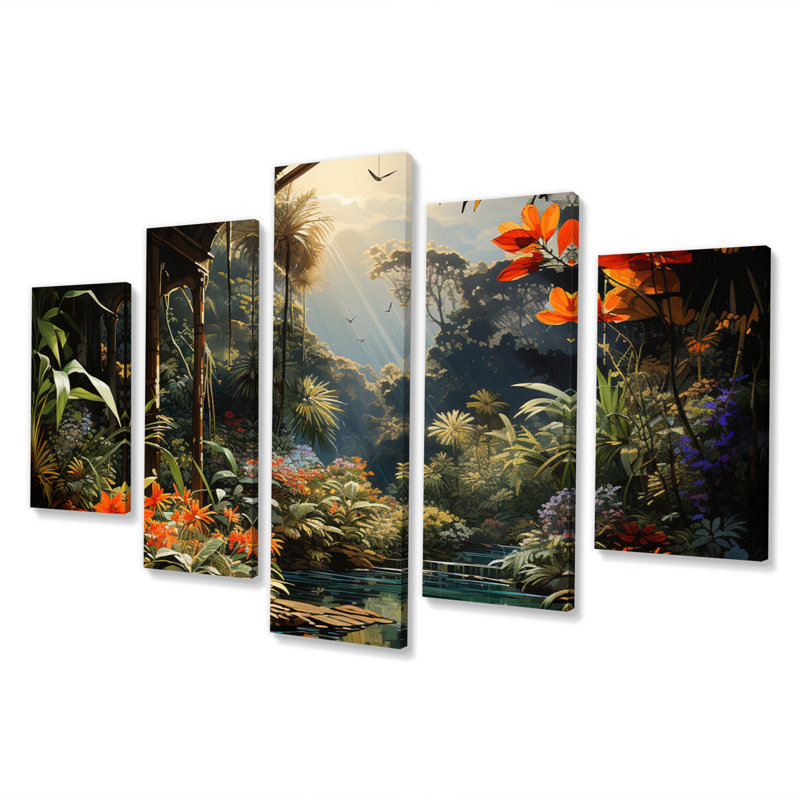 «Vietnam Tropical Rainforest Reverie», impression d'art mural - 5 panneaux