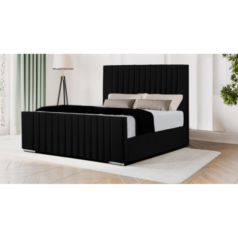 Steve Upholstered Bed, Double (4'6), Black