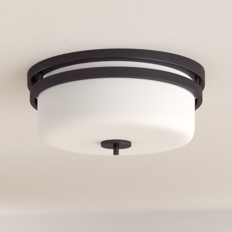 Garan Glass Flush Mount, Aged Bronze