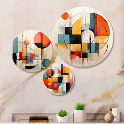 Imprimé coloré en métal Mid Century II coloré sur 3 pièces