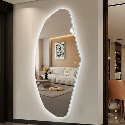 71" x 32" Irregular Cloud-Shaped Frameless LED Full Length Mirror, 3-Color Dimmable Backlit Mirror for Bedroom, Dressing Room, Entryway