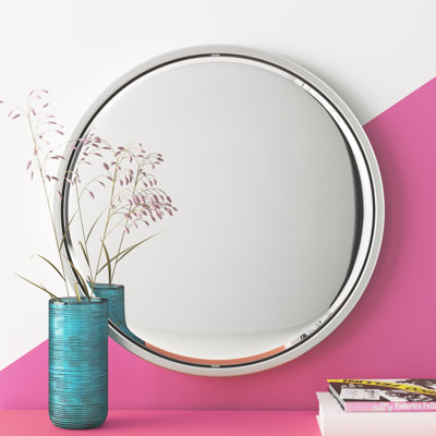 Metal Minimalistic Round Silver Wall Mirror