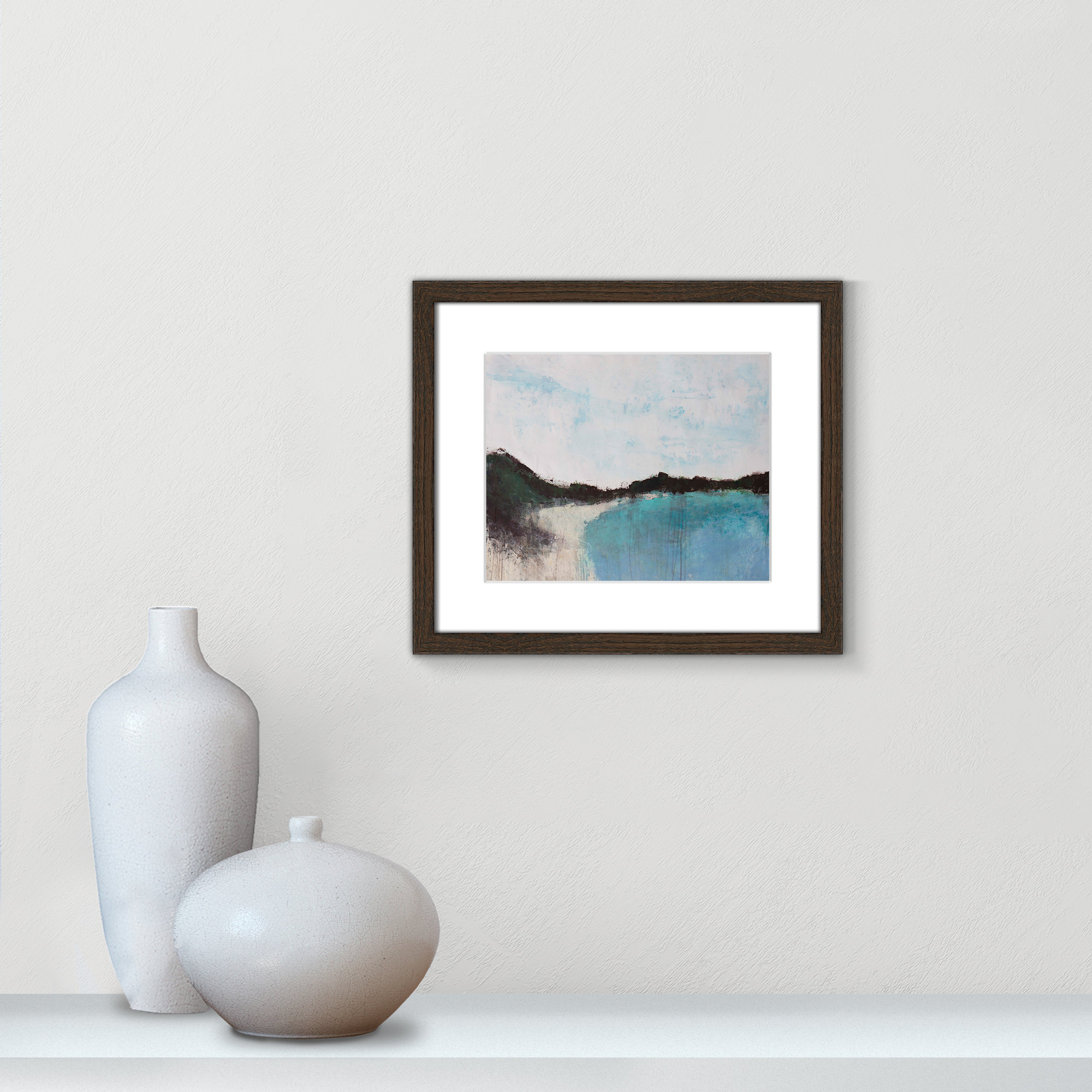 Mountainside Lakeview III by Filippo Ioco - Print, Walnut Framed, 13" H x 15" W x 0.75" D