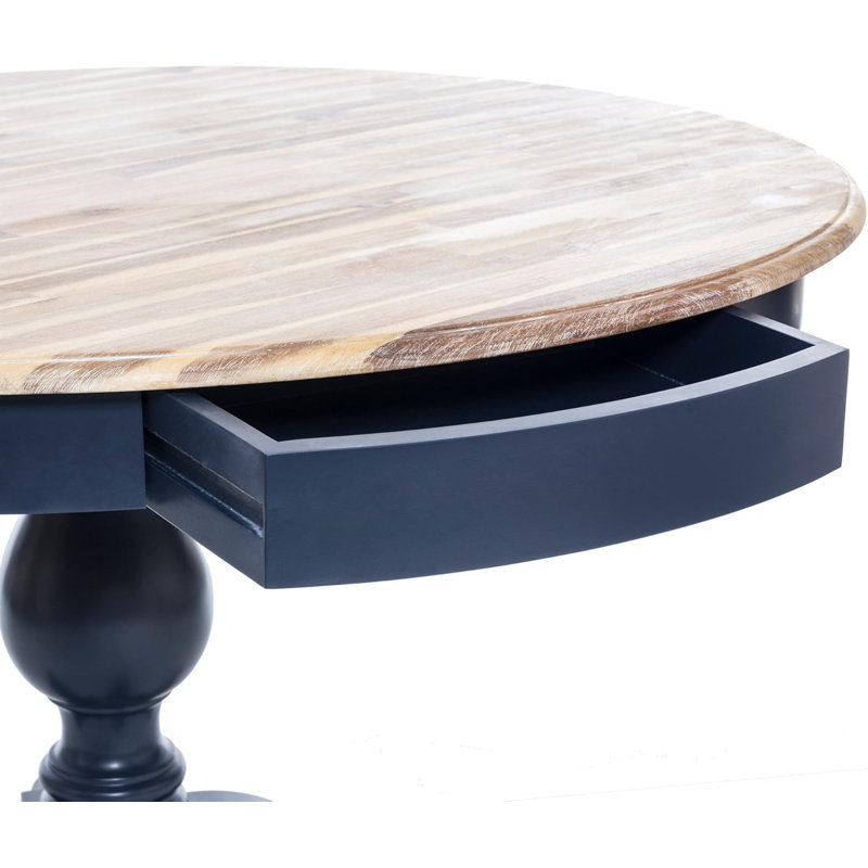 Bayou Round Solid Wood Top Dining Table, Navy Blue