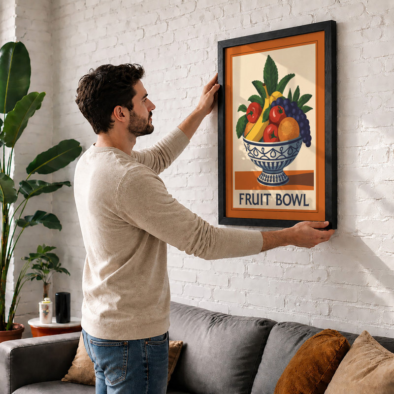 Classical Fruit Bowl Vintage - Print, A2 - 59.4 x 42.0 cm, Oak