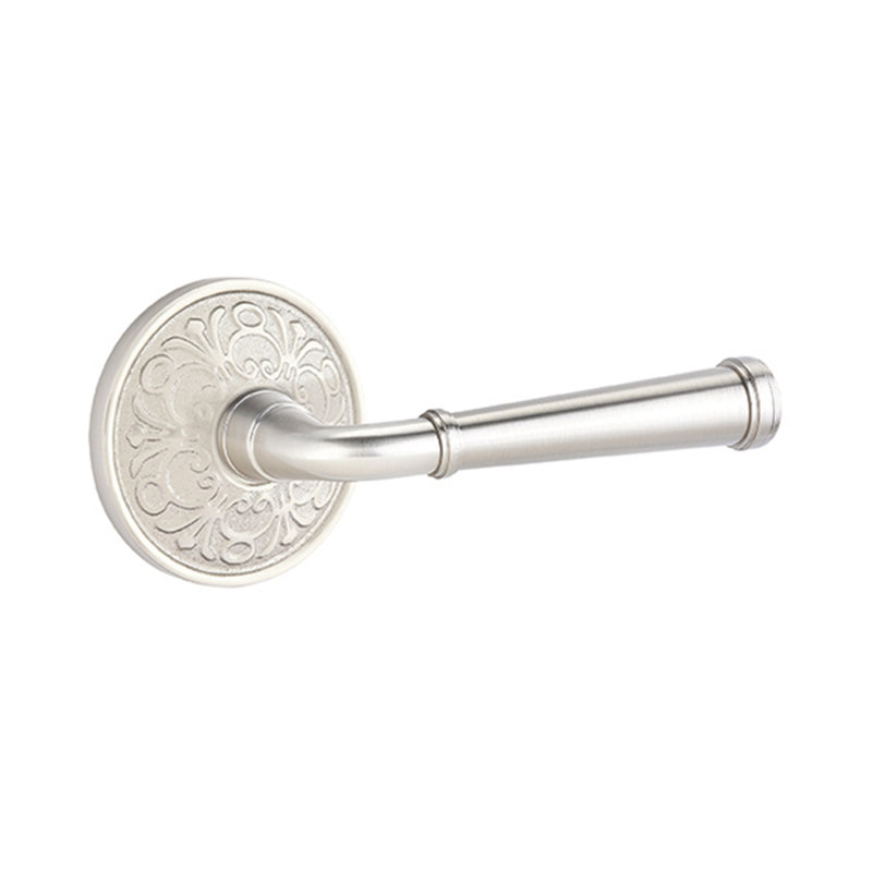 Merrimack Round Passage (Hall & Closet) Door Lever with Round Rosette, Satin Nickel, Right