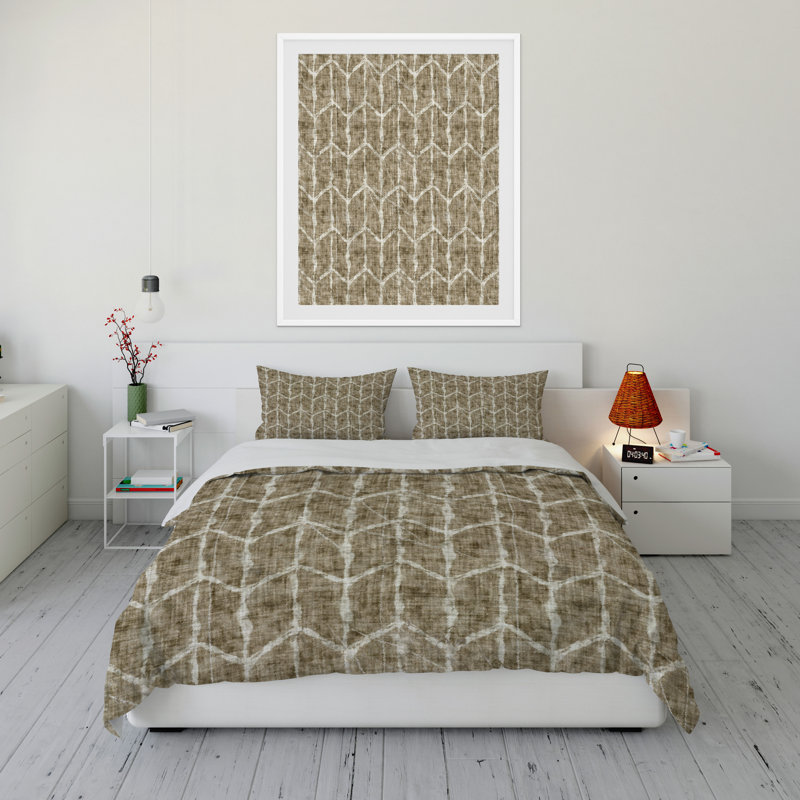 Polyester Geometric Shapes Comforter Set, Twin Duvet Cover + 1 Standard Pillowcase