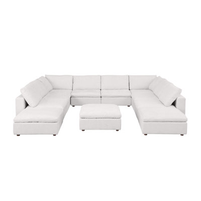 Canapé modulaire 11 pièces avec méridienne Adline - Revêtement en tissu Belfast véritable