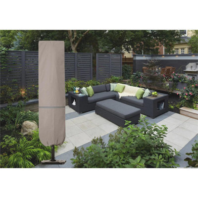 Patio Umbrella Cover With Rod For 7 To 11 Ft Umbrellas & 15 Ft Double-Sided Umbrellas, Protective Waterproof Cover With Zipper, Beige