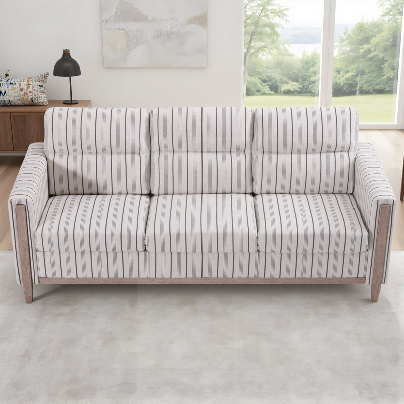Canapé confortable en bois massif à trois places - Coussins moelleux, durables et durables, canapé de 79,5 po pour le salon