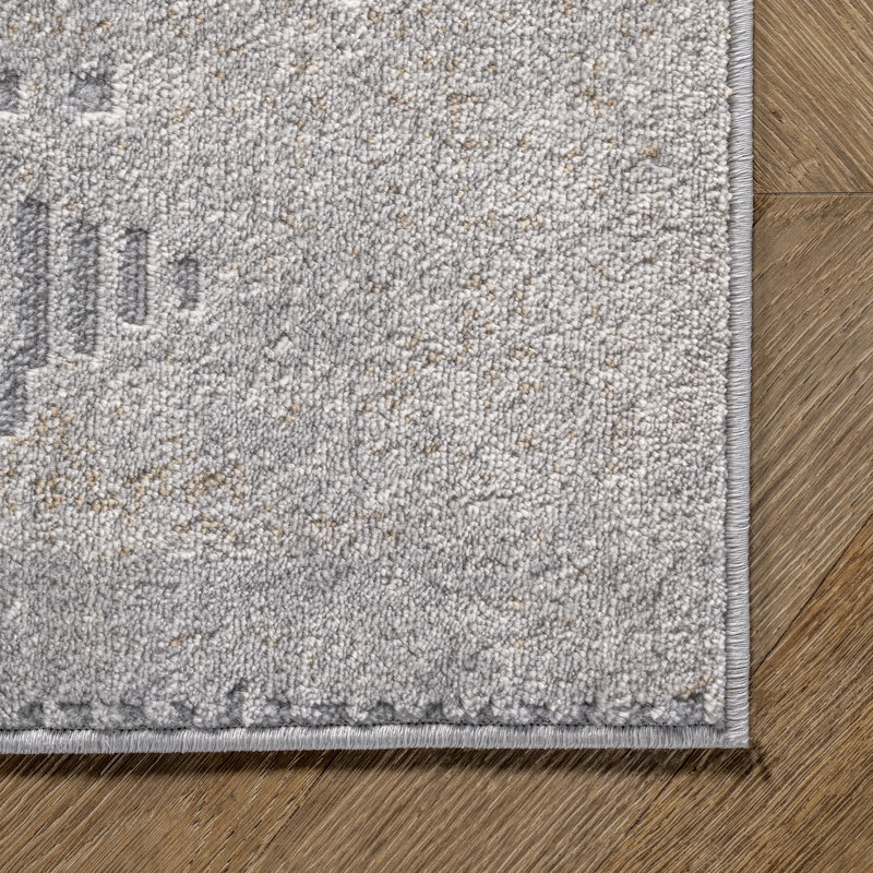 Abstract Light Gray Area Rug, Rectangle 8'10" x 12'