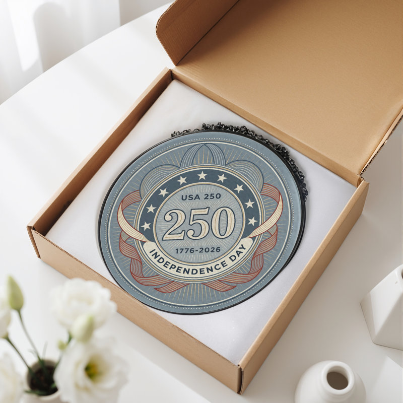 Panneau de fenêtre en verre pour décoration intérieure American Emblem USA 250th Anniversary ， 7,8H, H 7,8 po