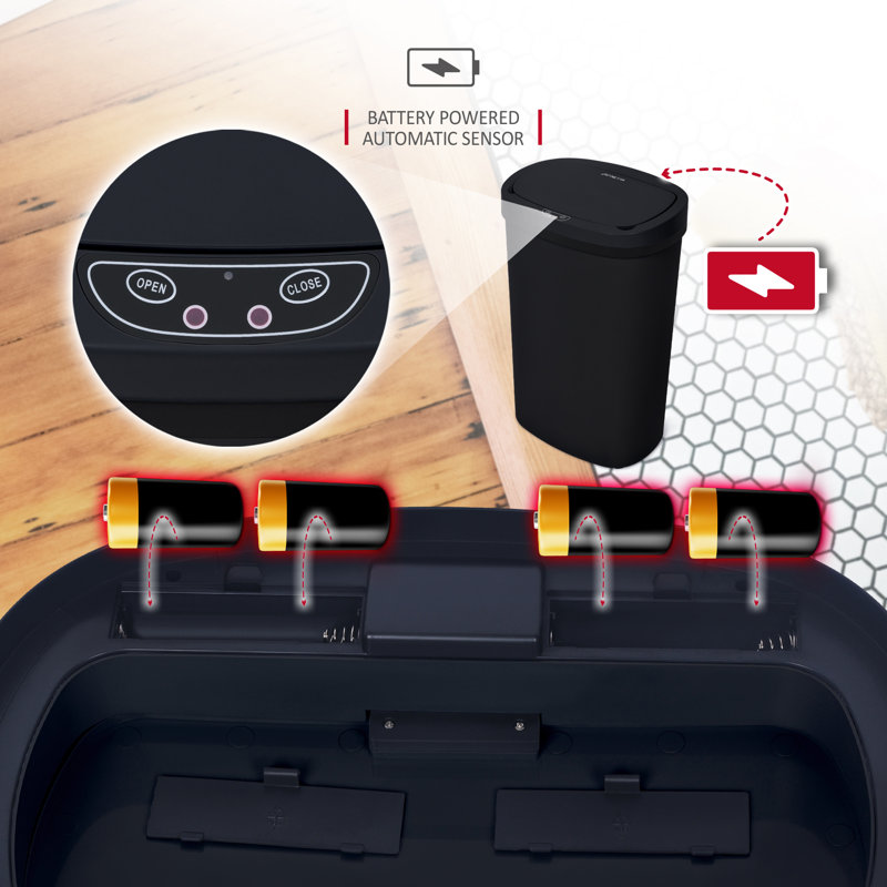 NETTA 50 Litre Motion Sensor Trash Can, Black