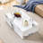 Coffee Table With Marble , 39.76X23.56X11.8 Inches, White, Stylish And Modern In Style,