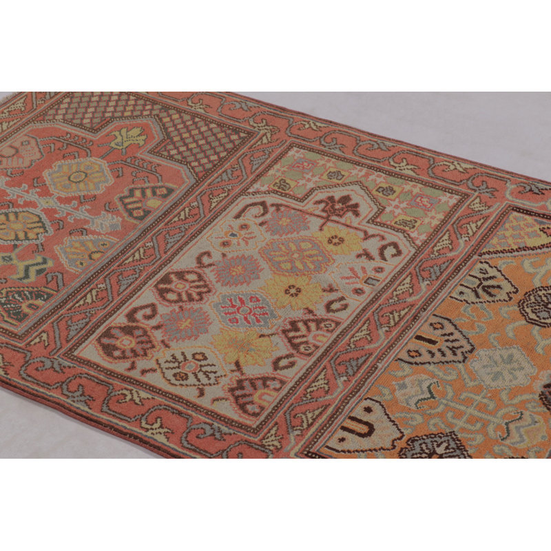 Vintage Turkish Rug In Pink With Anadolu Saf Medallions - Rug & Kilim