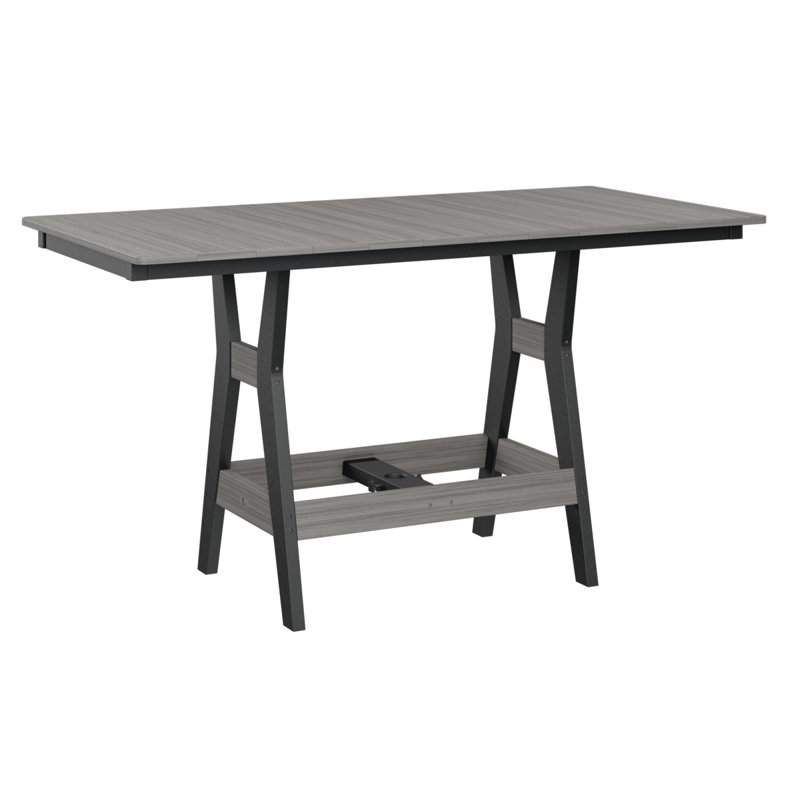 Berlin Gardens Harbor 66″ Rectangular Dining Table, Driftwood Gray, Black, 30.37" H x 66" W x 33" D