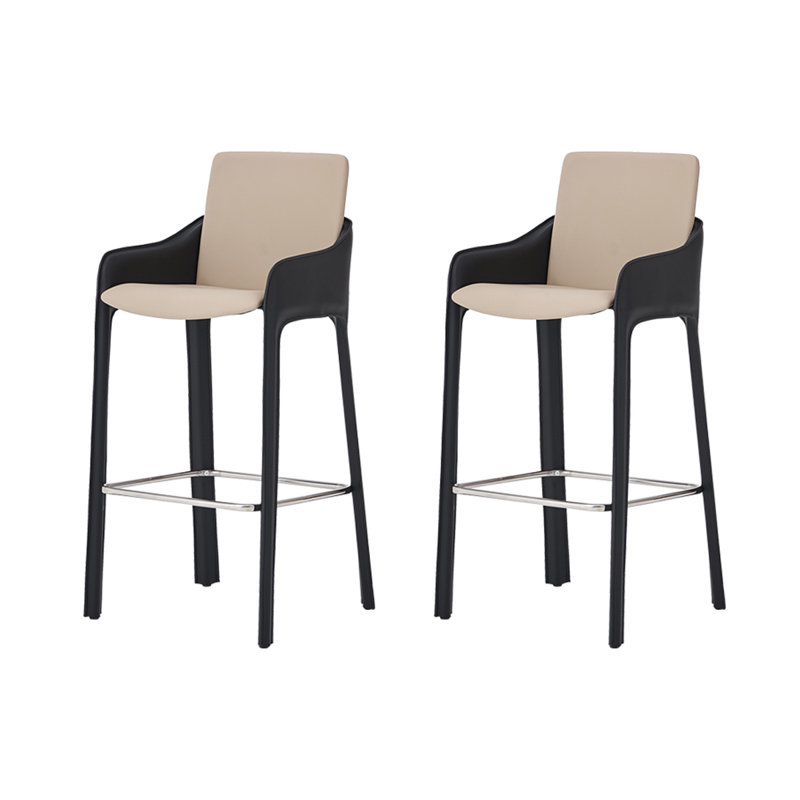 Modern And Simple Saddle Leather Armrest And Backrest Bar Stools