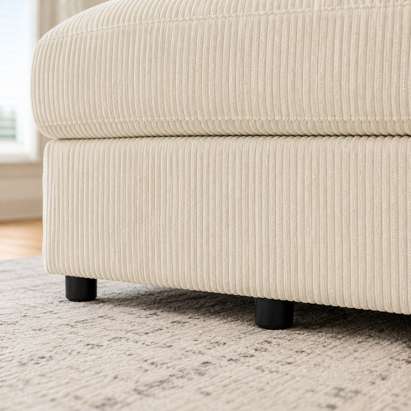 Canapé modulaire rembourré 132 po Corduroy, Beige