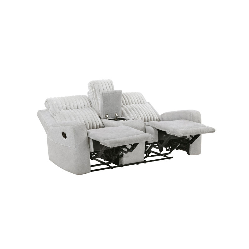 Causeuse double inclinable avec console Lupe, microfibre gris clair Lupe