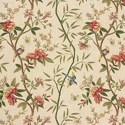SAMPLE-Perandor Peony and Blossom 100% Linen Performance Fabric