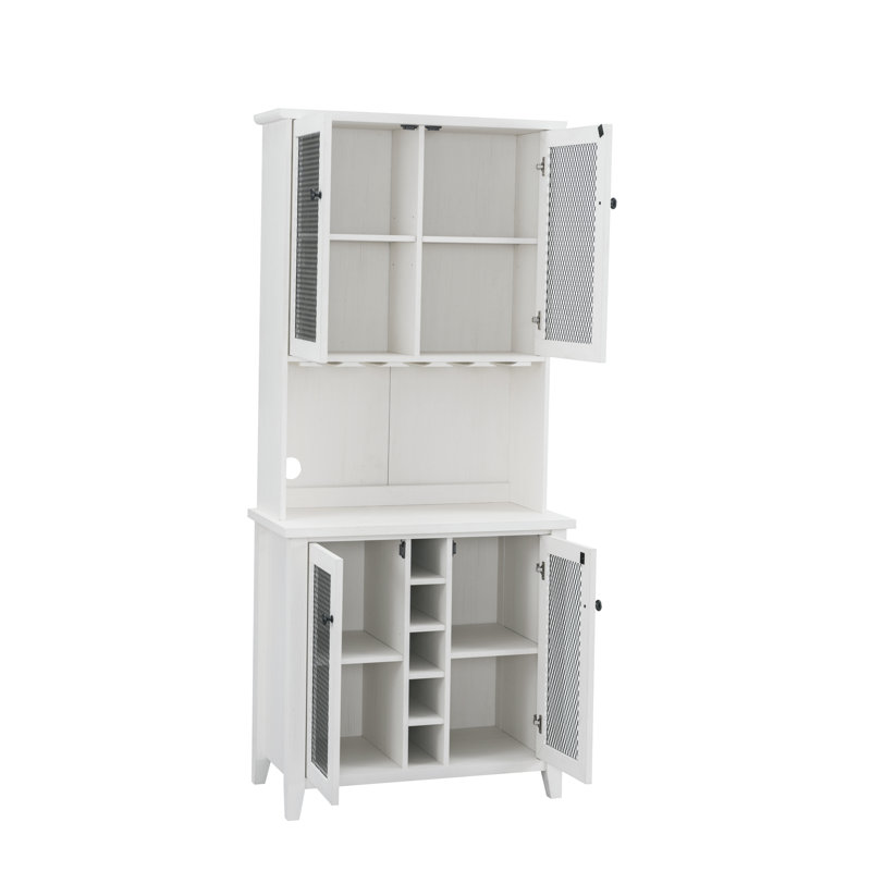 Bar Jill Zarin avec portes en filet et verre trempé, Blanc