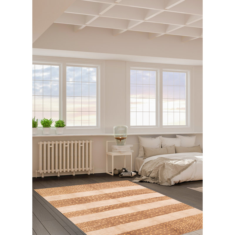 Tapis brun / brun clair en laine noué à la main Albon, Rectangle 8 pi 1 po x 10 pi