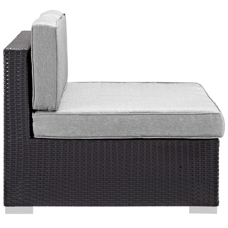 Modway Gather Armless Outdoor Patio Sectional with Cushions, Grey